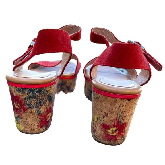 Stonefly Diva Platform Wedge Suede Sandals Size 37 Aurora Red - Picture 5 of 16